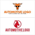 Automotive goat bespectacled icon logo design