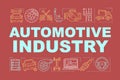 Automotive industry word concepts banner. Production, maintenance and repair of motor vehicles. Presentation, website