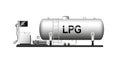 Automotive modular filling with liquefied gas. Large cylindrical cylinder with natural gas. Liquefied petroleum gas