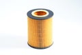 Automotive oil filter on a white background. Royalty Free Stock Photo