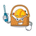 Automotive picnic basket mascot cartoon