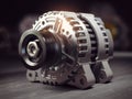 Automotive power generating alternator, generator. Car parts and car repair service Royalty Free Stock Photo