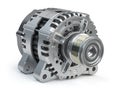 Automotive power generating alternator, generator isolated on white Car parts and car repair service