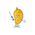 Automotive ripe mango character cartoon on white background