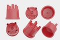 Automotive ignition distributor cap spare parts. 3d rendering