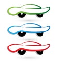 Automotive speed cars colorful set icon