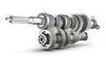 Automotive transmission gearbox Gears inside on white background 3d render