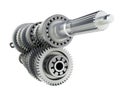 Automotive transmission gearbox Gears inside on white background 3d render without shadow