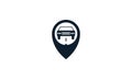 Automotive transportation car with map pin location logo vector icon illustration