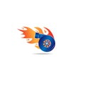 Automotive turbo logo. turbo and fire combination design. modern templates