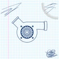 Automotive turbocharger line sketch icon isolated on white background. Vehicle performance turbo icon. Car turbocharger Royalty Free Stock Photo