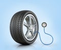 Automotive wheel with a pressure sensor Royalty Free Stock Photo