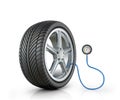 Automotive wheel with a pressure sensor Royalty Free Stock Photo