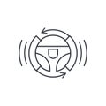 Autonomous auto, autopilot, gyropilot, automatic pilot, smart car steering wheel thin line icon. Linear vector symbol