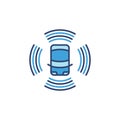 Autonomous Automobile blue icon - Self Driving Car vector sign