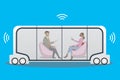 autonomous car or bus and internet of things iot concept self-dr Royalty Free Stock Photo