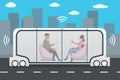 autonomous car or bus and internet of things iot concept self-dr Royalty Free Stock Photo