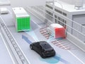 Autonomous car changing lane quickly to avoid a traffic accident