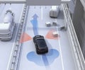 Autonomous car changing lane quickly to avoid a traffic accident