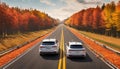 autonomous car effortlessly cruises on an open highway,