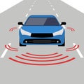 Autonomous car icon drive sensor. Digital autonomous vehicle car self driverless vector smart system