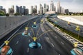 Autonomous car sensor system concept for safety of driverless mode car control Royalty Free Stock Photo