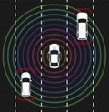 Autonomous car top view. Self driving vehicle.