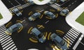 Autonomous cars on a road with visible connection Royalty Free Stock Photo