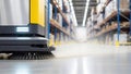 Autonomous cleaning robot working in modern warehouse Royalty Free Stock Photo