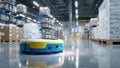Autonomous cleaning robot working in modern warehouse Royalty Free Stock Photo