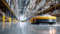 Autonomous cleaning robot working in modern warehouse Royalty Free Stock Photo