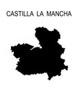 Autonomous community Castilla La Mancha map vector silhouette illustration isolated on white