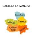 Autonomous community Castilla La Mancha map vector silhouette illustration isolated on white