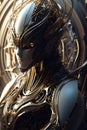 Autonomous cyborg endowed with AI having the ability to learn and adapt. Generative AI.