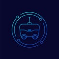 autonomous delivery robot icon, linear design