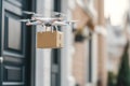autonomous drone delivering parcel: high-tech innovation in modern logistics solutions Royalty Free Stock Photo