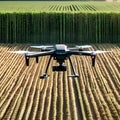 An autonomous drone spraying crops in a large agricultural field2