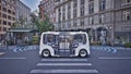 Autonomous electric bus self driving on street, Smart vehicle technology concept, 3d render Royalty Free Stock Photo