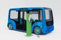 Autonomous electric minibus charging battery, 3d render