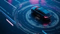 Autonomous Elegance: Minimalist Car with Sound Waves. Generative AI