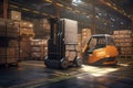 autonomous forklift transporting goods in warehouse