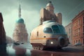 autonomous marshrutka transporting passengers through the historic center of a city