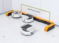 Autonomous Mobile Robots charging in modern warehouse