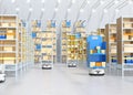 Autonomous Mobile Robots delivering shelves in distribution center