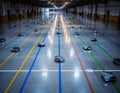Autonomous Mobile Robots Navigating a Smart Factory Floor Royalty Free Stock Photo