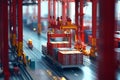 Autonomous port crane that unloads containers independently Royalty Free Stock Photo