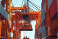 Autonomous port crane that unloads containers independently Royalty Free Stock Photo