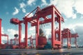 Autonomous port crane that unloads containers independently Royalty Free Stock Photo
