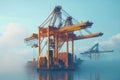 Autonomous port crane that unloads containers independently Royalty Free Stock Photo