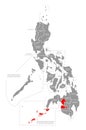 Autonomous Region in Muslim Mindanao red highlighted in map of Philippines